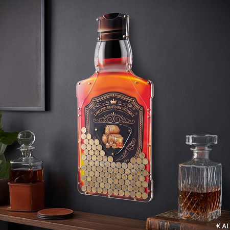 Skarbonka Ścienna Butelka Whisky na 5zł - Oryginalny Prezent