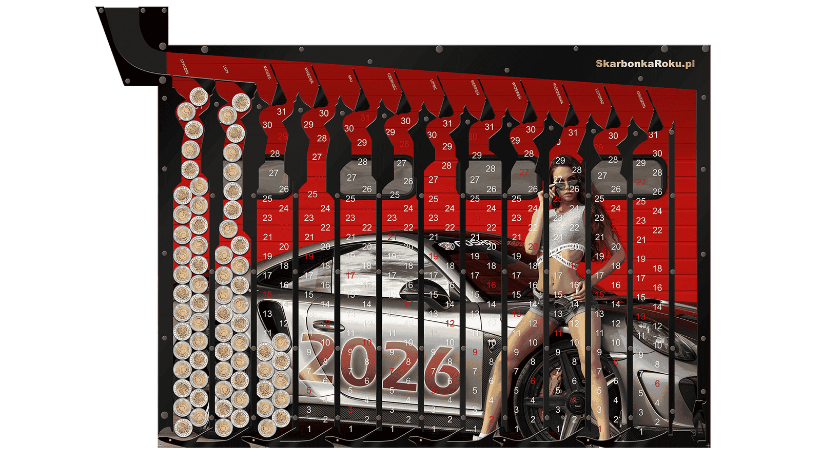 Kalendarz 2026 Kobieta z Autem | Idealny prezent dla fanów motoryzacj
